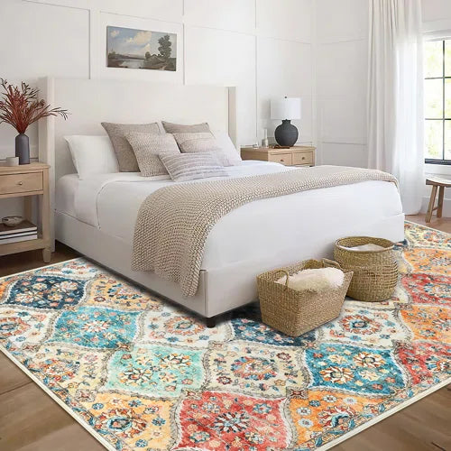 Scottia Floral Modern Farmhouse Indoor Area Rug Washable Soft Throw Carpet Mat for Home Décor