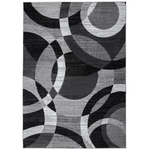 Mehul Woven Geometric Gray/Black/Ivory Area Rug – Modern Abstract Polypropylene Carpet for Living Room, Bedroom, Entryway, or Dining Room