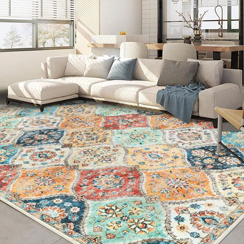 Scottia Floral Modern Farmhouse Indoor Area Rug Washable Soft Throw Carpet Mat for Home Décor