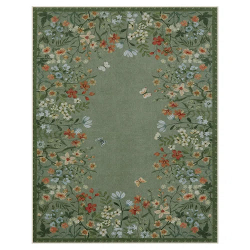 Floral Area Rug with Spiral Design - Elegant and Durable Carpet for Living Room, Bedroom, or Office Decor