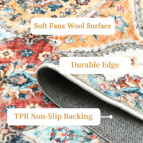 Scottia Floral Modern Farmhouse Indoor Area Rug Washable Soft Throw Carpet Mat for Home Décor