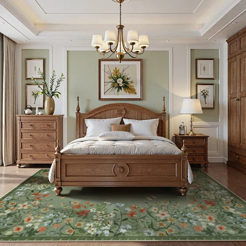 Floral Area Rug with Spiral Design - Elegant and Durable Carpet for Living Room, Bedroom, or Office Decor