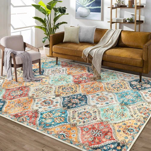Scottia Floral Modern Farmhouse Indoor Area Rug Washable Soft Throw Carpet Mat for Home Décor