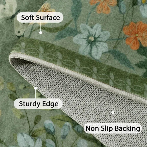 Floral Area Rug with Spiral Design - Elegant and Durable Carpet for Living Room, Bedroom, or Office Decor