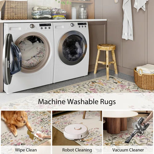 Floral Area Rug with Spiral Design - Elegant and Durable Carpet for Living Room, Bedroom, or Office Decor