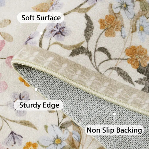 Floral Area Rug with Spiral Design - Elegant and Durable Carpet for Living Room, Bedroom, or Office Decor