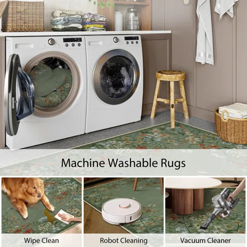 Floral Area Rug with Spiral Design - Elegant and Durable Carpet for Living Room, Bedroom, or Office Decor